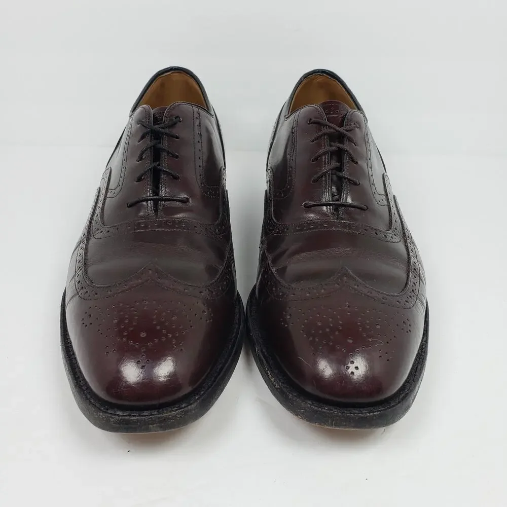 Johnson Murphy Mens Size 11 Optima Burgundy Leather Formal Dress Wingtip Shoes
